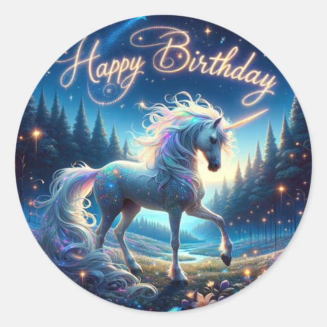 Pegatinas de cumpleaños de Unicornio (Anverso)