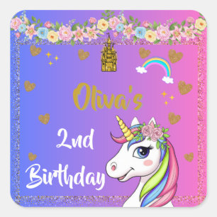 Pegatinas de cumpleaños de Unicornio   Fiesta de u