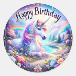 Pegatinas de cumpleaños de Unicornio mágicos"