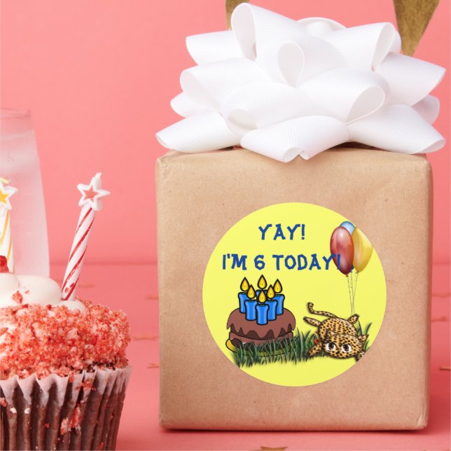 Pegatinas de cumpleaños del leopardo de 6 años de  (Fiesta)