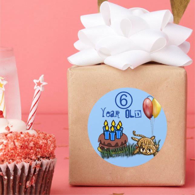 Pegatinas de cumpleaños del leopardo de 6 años de  (Fiesta)