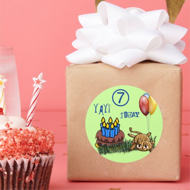 Pegatinas de cumpleaños del leopardo de 7 años de  (Fiesta)