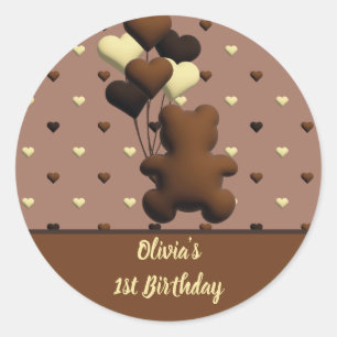 Pegatinas de cumpleaños del oso de chocolate blanc