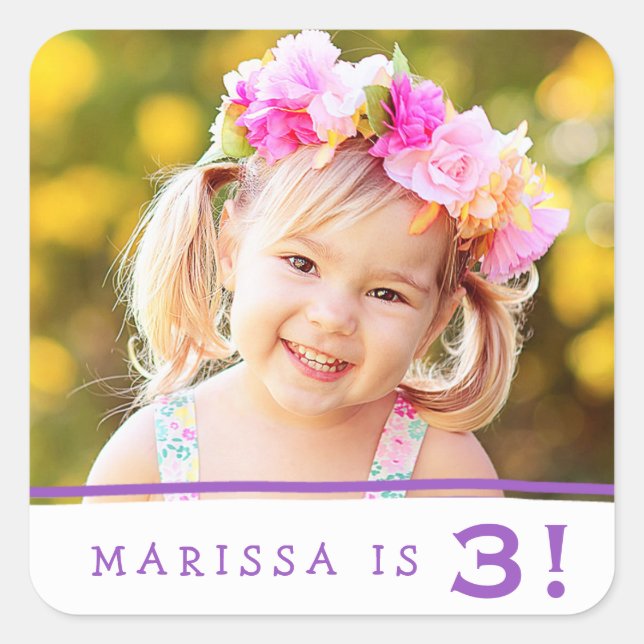 Pegatinas de cumpleaños fotográficos personalizado (Anverso)