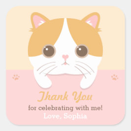 Pegatinas de Cumpleaños Gracias Gatito Adorable