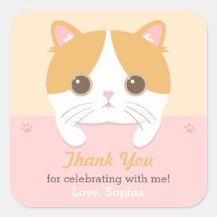 Pegatinas de Cumpleaños Gracias Gatito Adorable