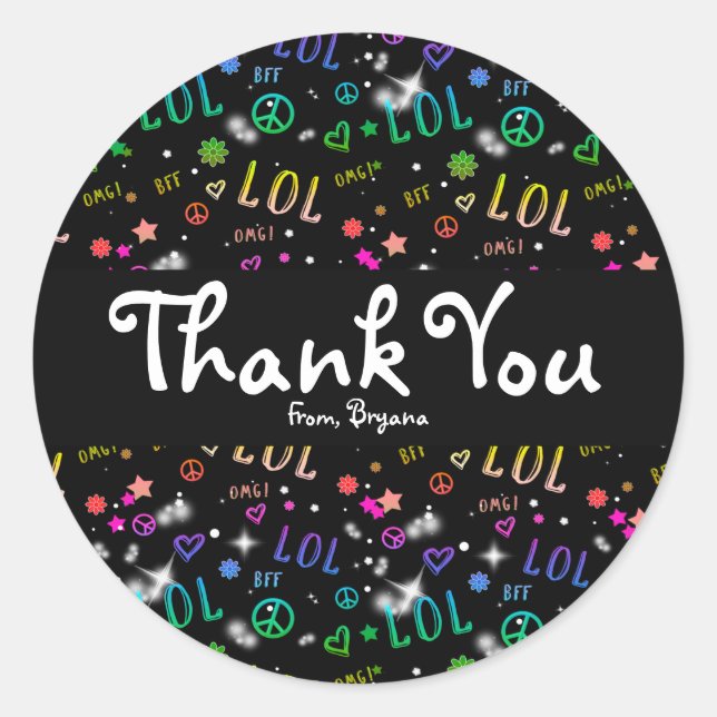 Pegatinas de Cumpleaños LOL Arcoíris para Niñas (Anverso)