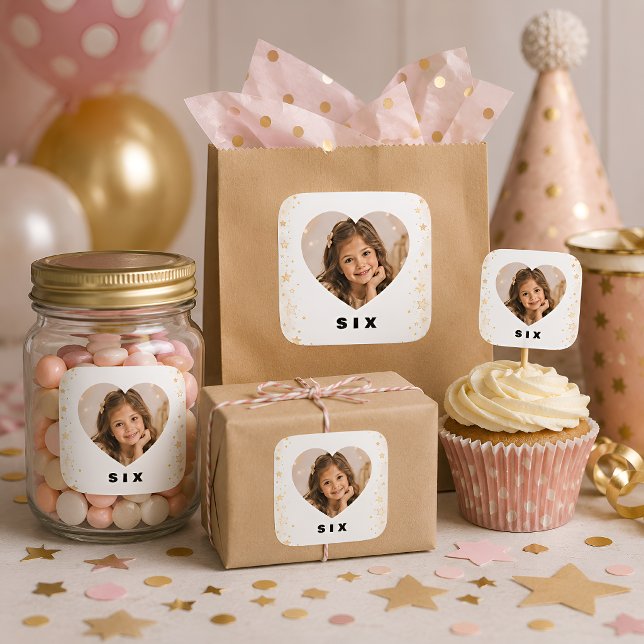 Pegatinas de cumpleaños número 6 para niña con fot (Subido por el creador)
