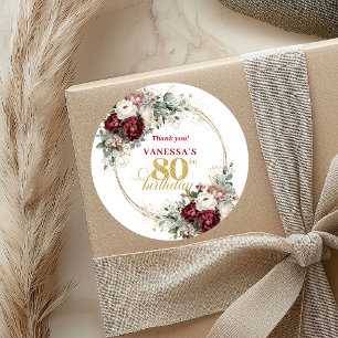 Pegatinas de cumpleaños número 80 Opulent Blush Bu