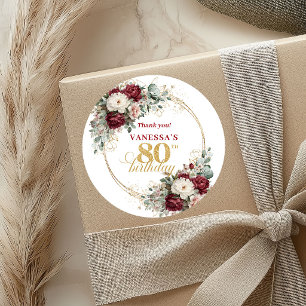 Pegatinas de cumpleaños número 80 Rosa elegante de