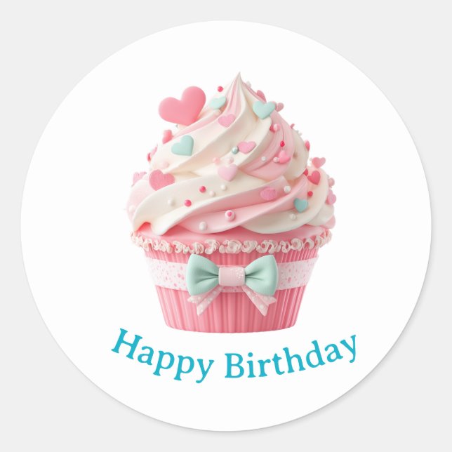Pegatinas de cumpleaños para Cupcake (Anverso)