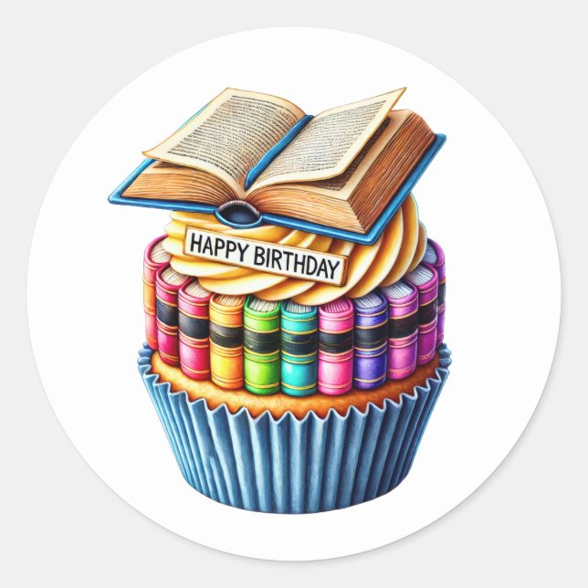Pegatinas de cumpleaños para Cupcake (Anverso)