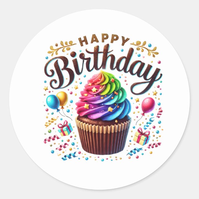 Pegatinas de cumpleaños para cupcakes (Anverso)