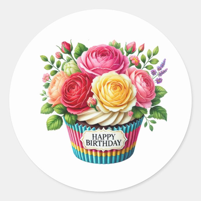 Pegatinas de cumpleaños para cupcakes (Anverso)