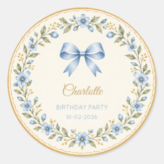 Pegatinas de cumpleaños personalizadas con lazo fl