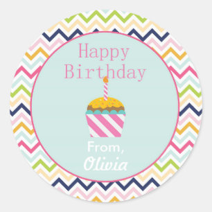 Pegatinas de cumpleaños personalizados de Confetti