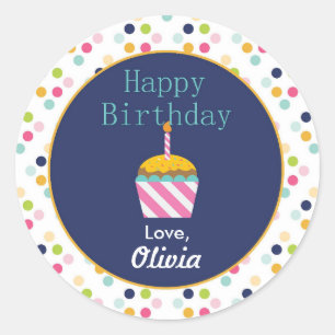 Pegatinas de cumpleaños personalizados de Confetti