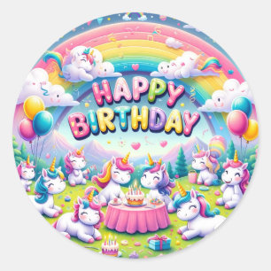 Pegatinas de cumpleaños singulares de Unicorn