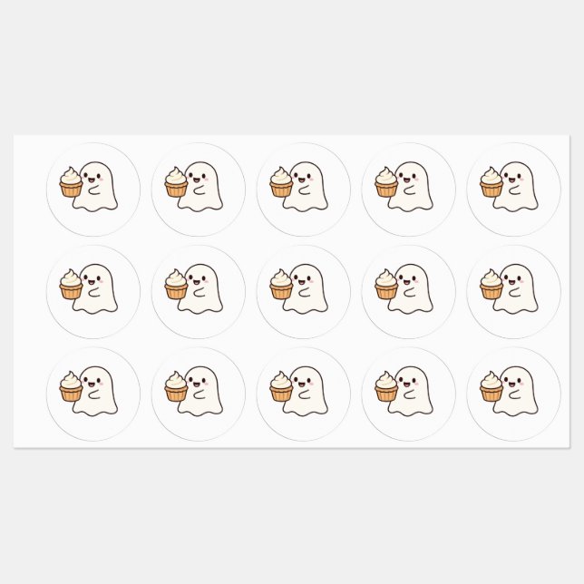 Pegatinas de Cupakes Boo (Hoja)