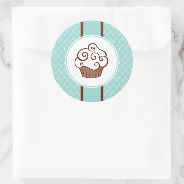 Pegatinas de Cupcake Aqua Lace (Bolso)