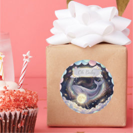 Pegatinas de Cupcake de Ballena Galáctica Oh Baby