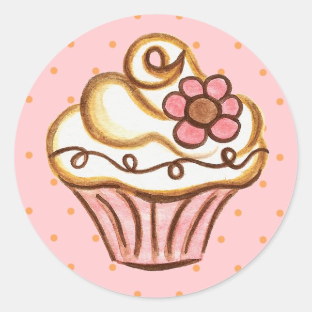 Pegatinas de Cupcake de Flor (Anverso)