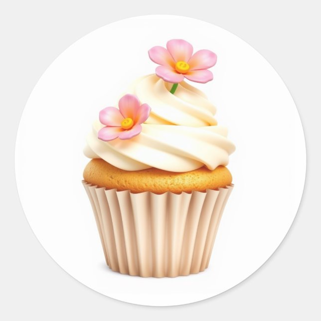 Pegatinas de Cupcake de Flor Adorable (Anverso)