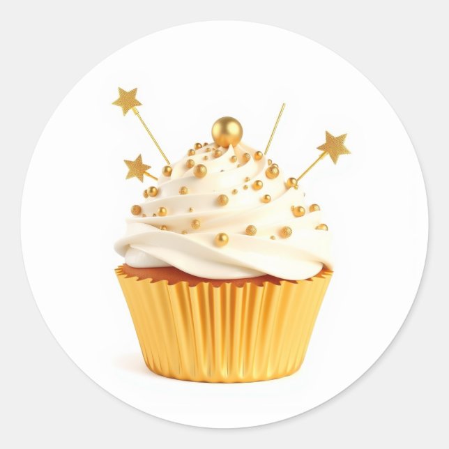 Pegatinas de Cupcake Dorado Lindo (Anverso)