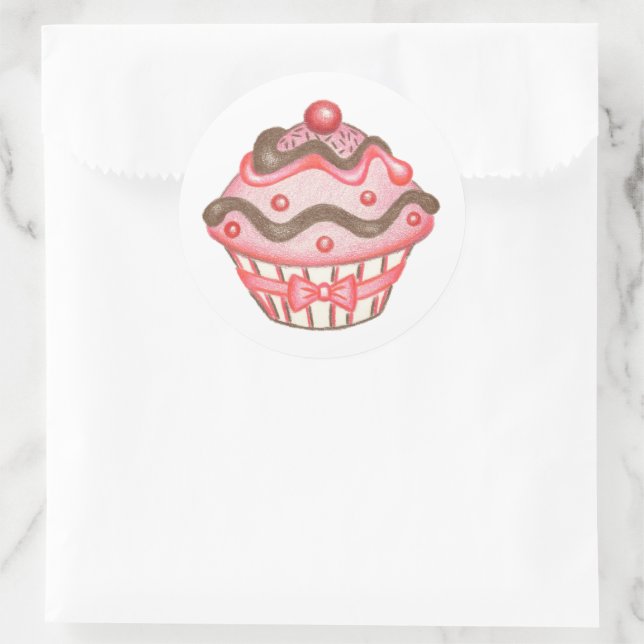 Pegatinas de Cupcake Rosa (Bolso)