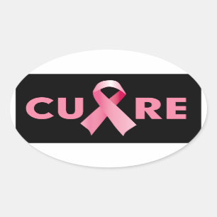 Pegatinas de cura para el cáncer de mama ovalados
