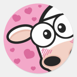 Pegatinas de Cute Cow con Corazones de Amor