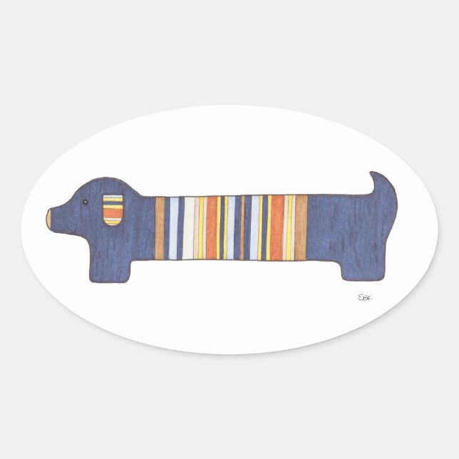 Pegatinas de Cute Dachshund-Dachshund#1- Arte de E (Anverso)