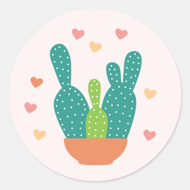 Pegatinas de Cute El día de San Valentín Cactus (Anverso)