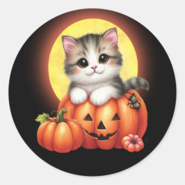 Pegatinas de Cute Halloween Tabby Kitten