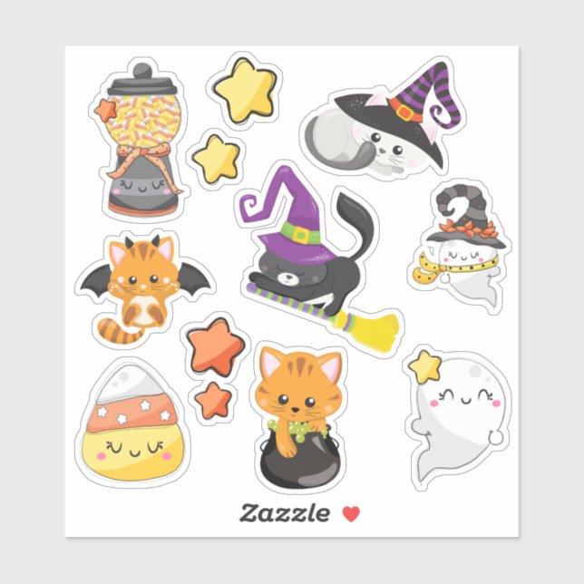 Pegatinas de Cute Kawaii Halloween (Hoja)