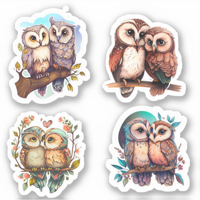 PEGATINAS DE CUTE LOVE OWL VALENTINES (Anverso)