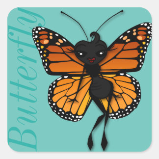 PEGATINAS DE CUTE MONARCH BUTTERFLY LADY SQUARE MA