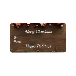 Pegatinas de Cute Wood Merry Christmas Rectangle