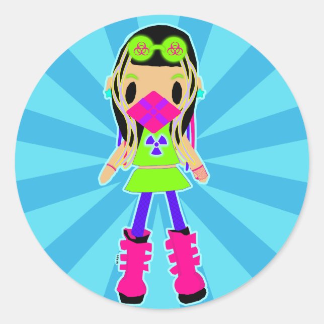 Pegatinas de Cyber Chica X (Anverso)