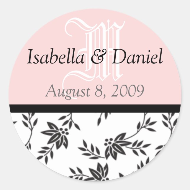 Pegatinas de Damask Monogramas Sellos de Regalos (Anverso)