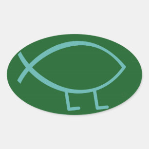 Pegatinas de Darwin Fish (verde y azul, más grande