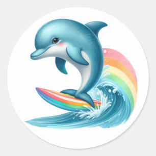 Pegatinas de delfines de surf de Cute
