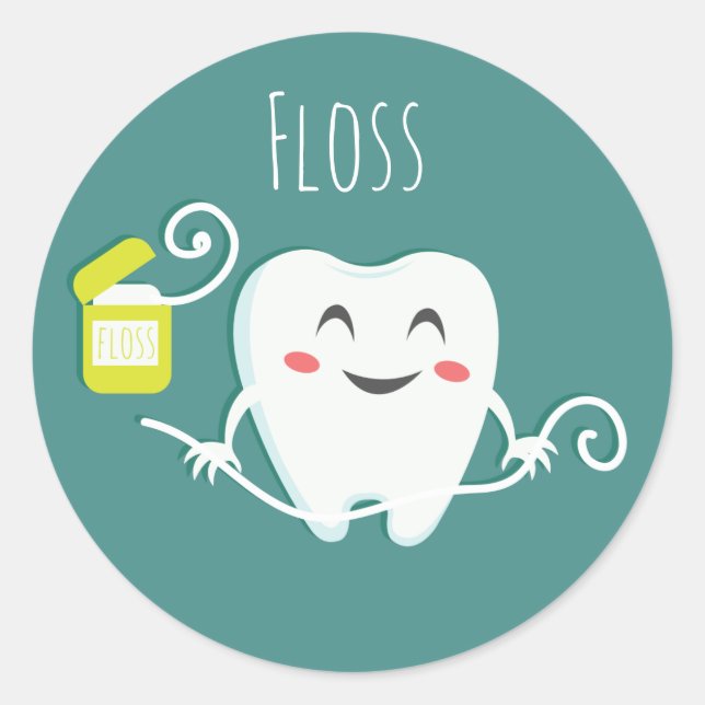 Pegatinas de dentista hilo dental (hoja de 20) (Anverso)