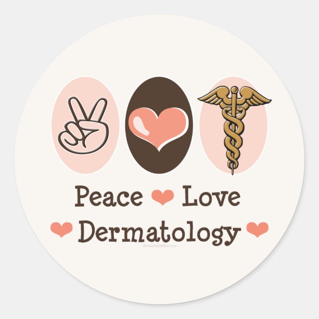Pegatinas de Dermatología del Amor de la Paz (Anverso)