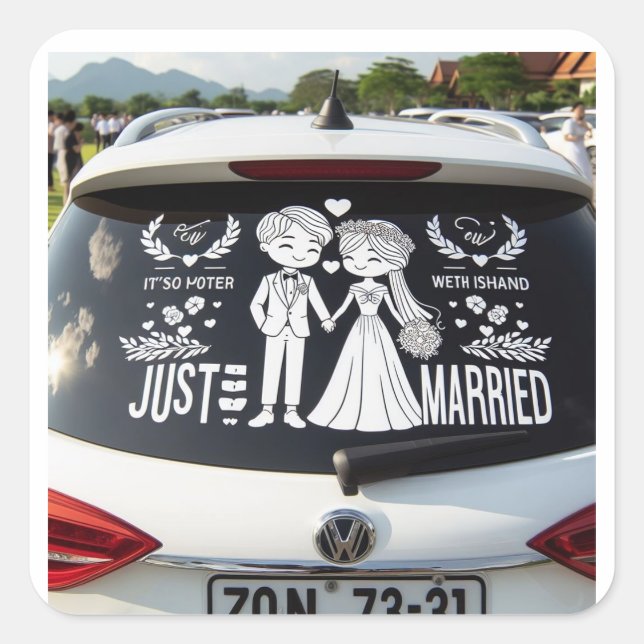 pegatinas de desalojo de autos "Just Married" para (Anverso)