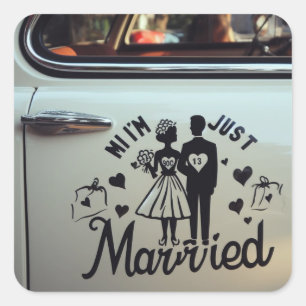 pegatinas de desalojo de autos "Just Married" para