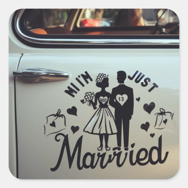 pegatinas de desalojo de autos "Just Married" para (Anverso)