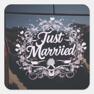 pegatinas de desalojo de autos "Just Married" para