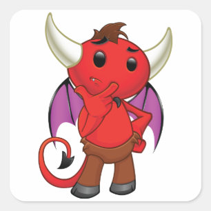 Pegatinas de diablo rojo de dibujos animados