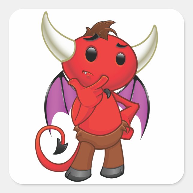 Pegatinas de diablo rojo de dibujos animados (Anverso)